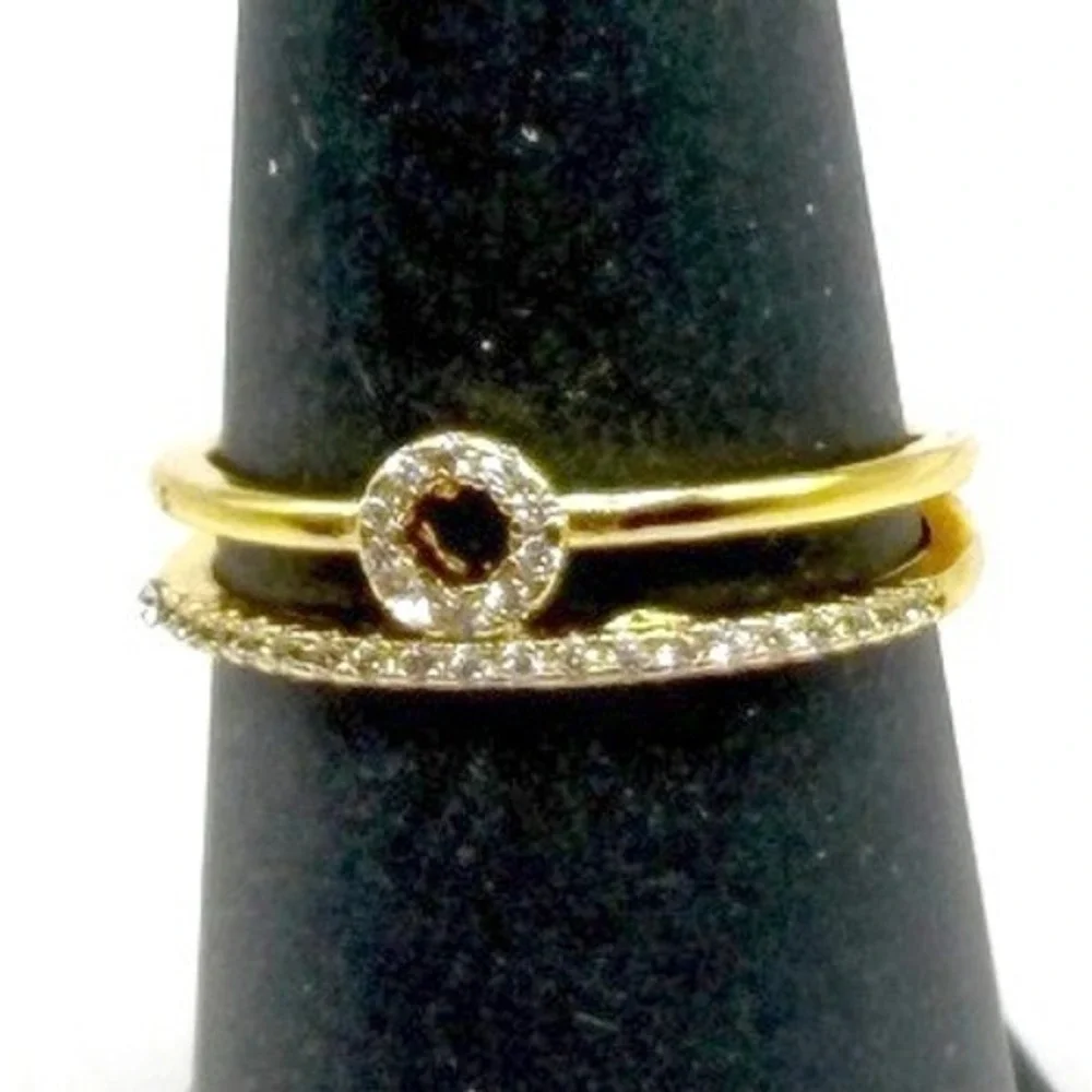 Dainty Ring Size‎ 6.5 Clear Stone Minimalist Band New Gold Tone